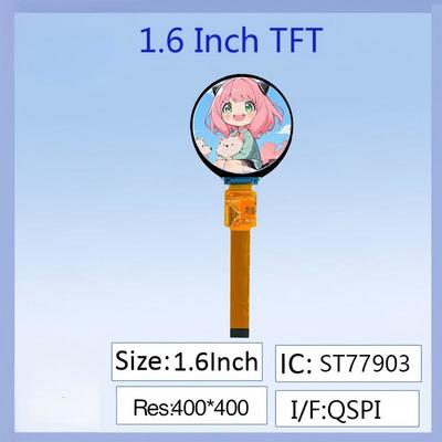 1.6インチラウンド IPS TFT LCDディスプレイ-400x400 高解像度,ST77903 ドライバーIC,16PIN プラグインインターフェース,フルカラー,スマートウェアラブル/産業用機器/DIY 電子プロジェクト向け広視角